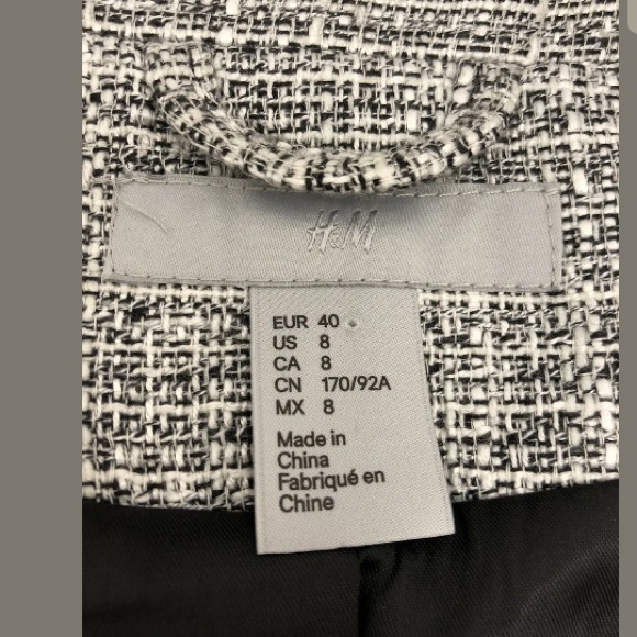 HM Tweed/Texture Flat Front Blazer Black/White 8 - Picture 4 of 8